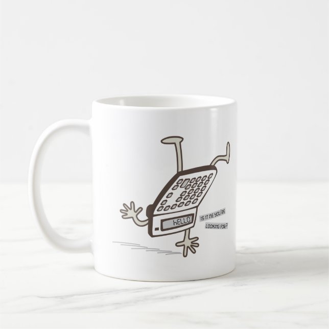 Hello (Upside Down Calculator trick) Funny Retro Coffee Mug (Left)
