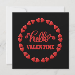 Hello Valentine 2026 Happy Valentines red heart Holiday Card