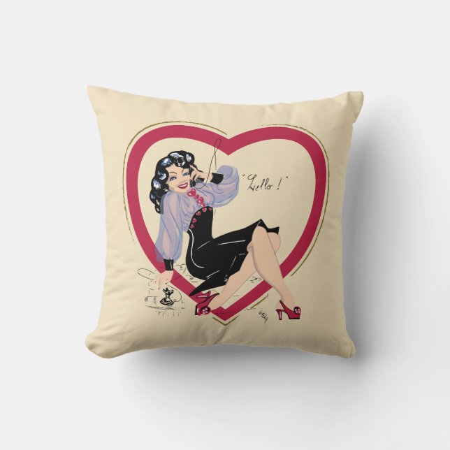 Hello Valentine Pin-Up Girl Cushion (Front)