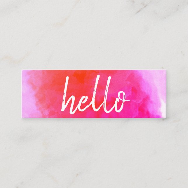 Hello Watercolor Vibrant Mini Business Card (Front)