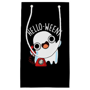 Hello-ween Funny Ghost Pun Dark BG Small Gift Bag