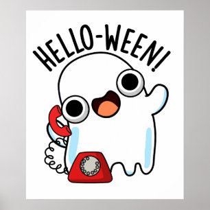 Hello-ween Funny Ghost Pun Poster