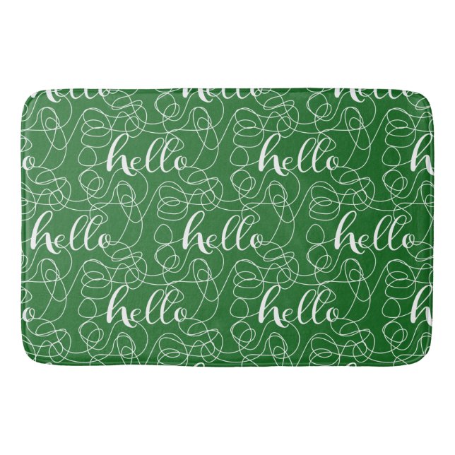 HELLO white seamless pattern with LINES Bath Mat (Front)