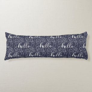 HELLO white seamless pattern with LINES Body Cushion