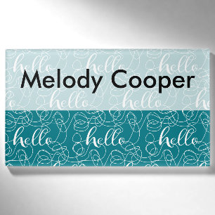 HELLO white seamless pattern with LINES Name Tag