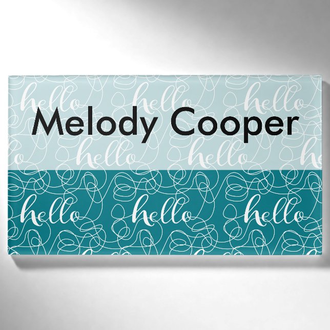 HELLO white seamless pattern with LINES Name Tag (Front)