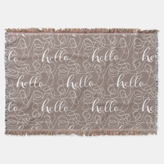 HELLO white seamless pattern with LINES Throw Blanket (Front)