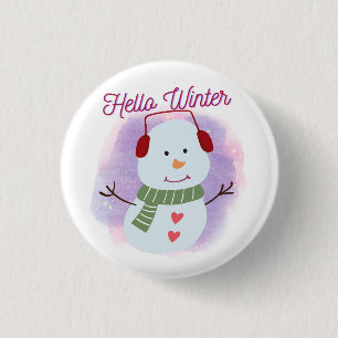 hello winter 3 cm round badge