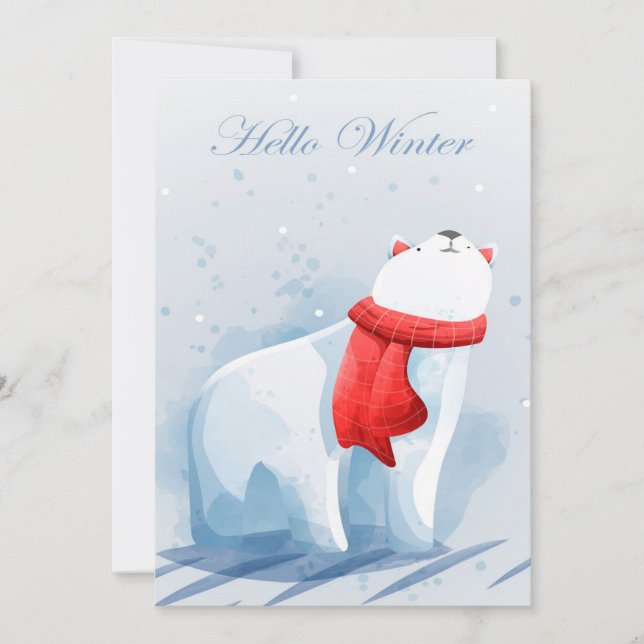 Hello winter bear holiday card (Front)