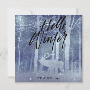Hello Winter   Christmas Greeting Holiday Card