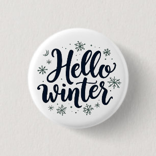 Hello Winter Christmas Snowflake Winter Season 3 Cm Round Badge