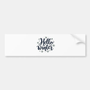 Hello Winter Christmas Snowflake Winter Season  Bumper Sticker