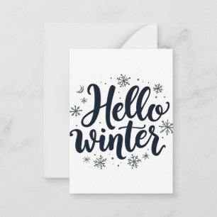 Hello Winter Christmas Snowflake Winter Season Card