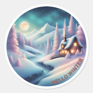 Hello Winter Classic Round Sticker