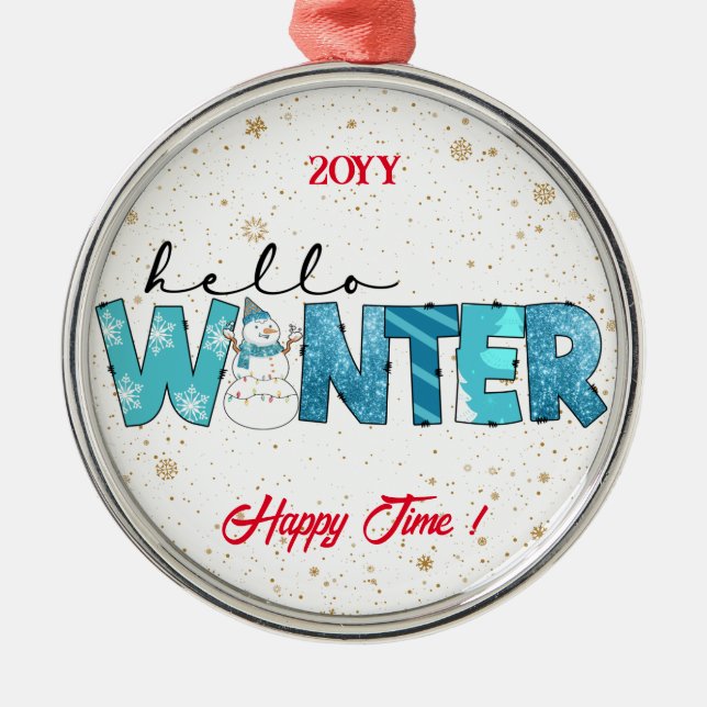 Hello Winter Customise Metal Ornament (Front)