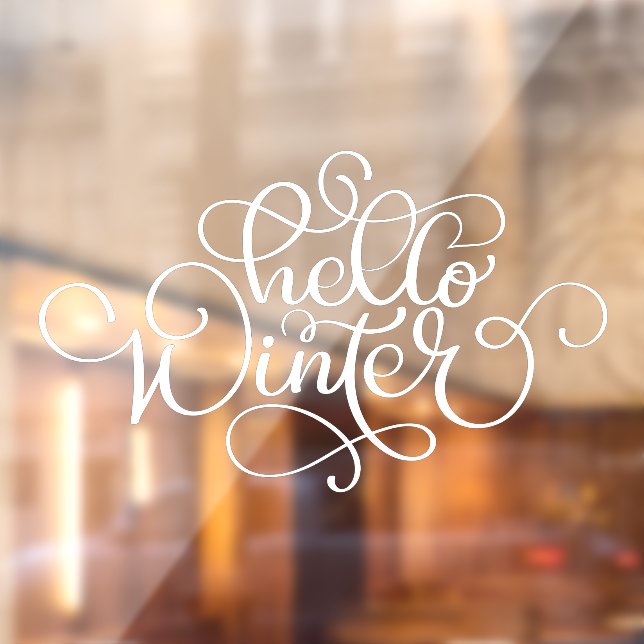 Hello Winter Hand Lettering Shop White Window Clin (Sheet 2)