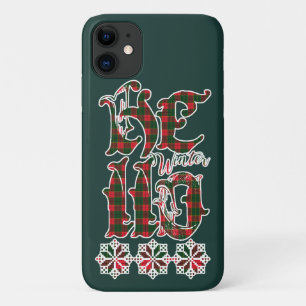 Hello Winter Holiday Lettering, Scotland Pattern iPhone 11 Case