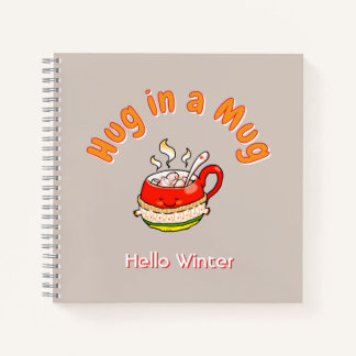 Hello Winter Hug in a Mug Cosy Kawaii Illustration Notebook