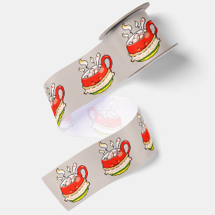 Hello Winter Kawaii Cosy Mug Illustration Satin Ribbon