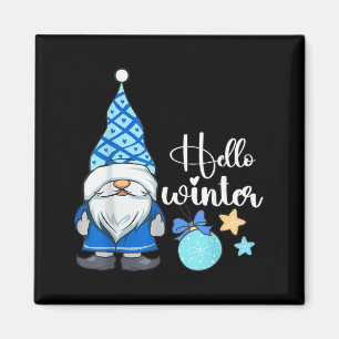 Hello Winter, Nordic Christmas Gnome Magnet