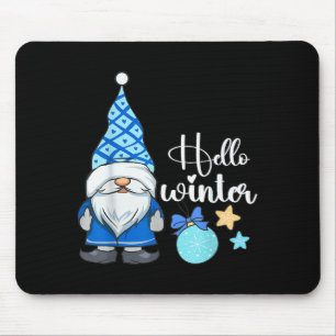 Hello Winter, Nordic Christmas Gnome  Mouse Pad