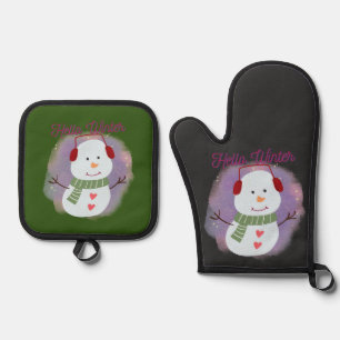 hello winter oven mitt & pot holder set