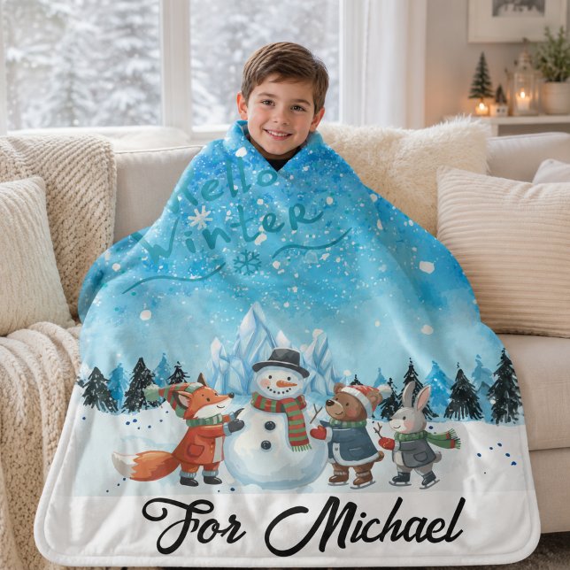 Hello Winter Personalised Sherpa Blanket (Creator Uploaded)