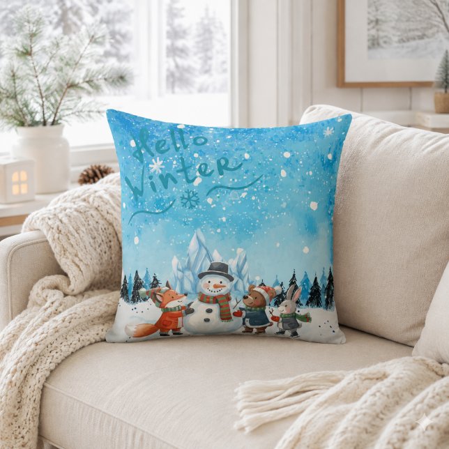 Hello Winter Personalised Throw Pillow (Creator Uploaded)