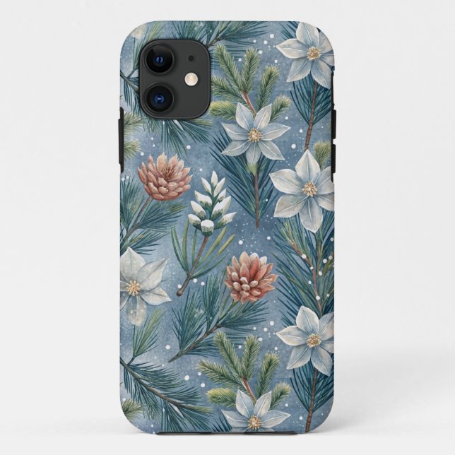 Hello Winter Pines & Flowers Case-Mate iPhone Case (Back)