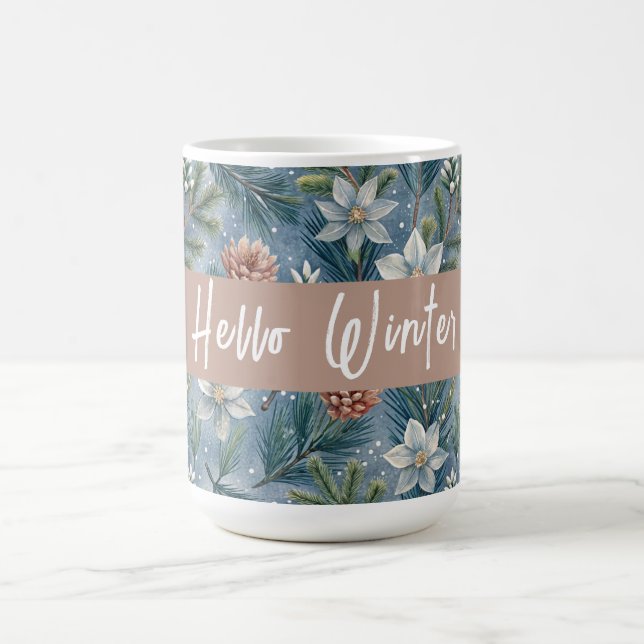 Hello Winter Pines & Flowers Coffee Mug (Center)