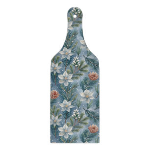 Hello Winter Pines & Flowers Cutting Board