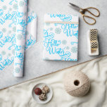 Hello Winter Snowflakes Wrapping Paper<br><div class="desc">A Beautiful Script Hello Winter With Snowflakes In A Pastel Blue</div>