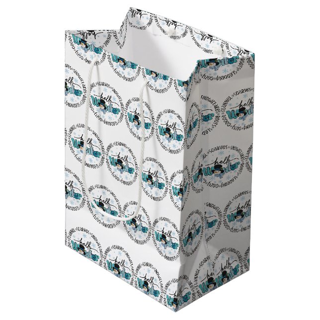 Hello Winter Snowman Medium Gift Bag (Front Angled)
