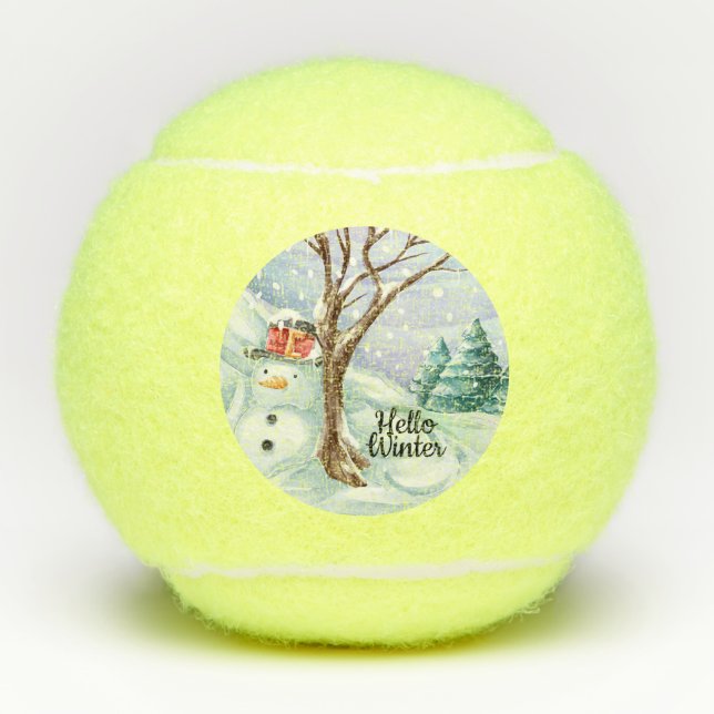 Hello Winter Snowman Tennis Balls (Front)