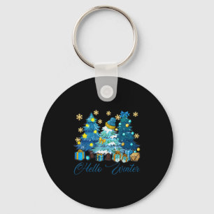 Hello Winter Sweet Cozy Coffee Lovers Snowman Chri Key Ring