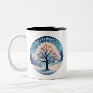 Hello Winter Tree Two-Tone Coffee Mug