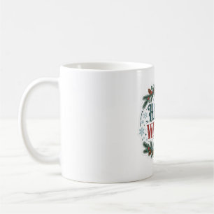 Hello Winter Vintage Christmas Snowflake Art Coffee Mug