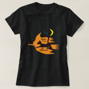 Hello Witch - Orange-Black Happy Halloween Image.  T-Shirt