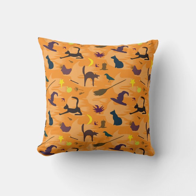 Hello Witch - seamless Halloween pattern.  Cushion (Front)