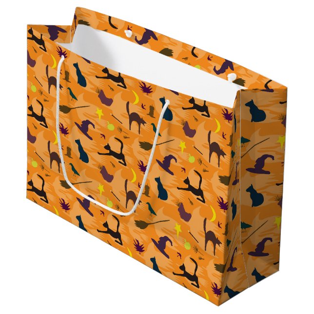Hello Witch - seamless Halloween pattern. Large Gift Bag (Front Angled)