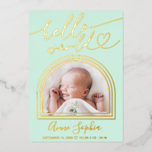 Hello World Arch Frame Birth Announcement
