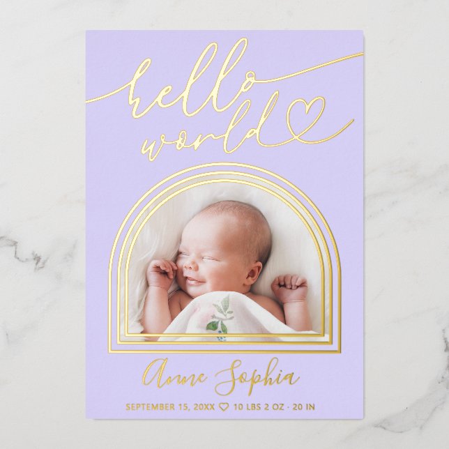 Hello World Arch Frame Birth Announcement (Front)