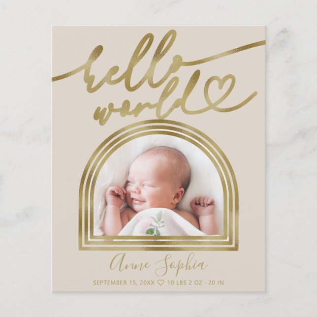 Hello World Arch Frame Budget Birth Announcement (Front)