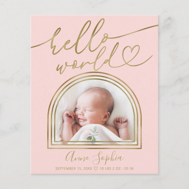 Hello World Arch Frame Budget Birth Announcement (Front)