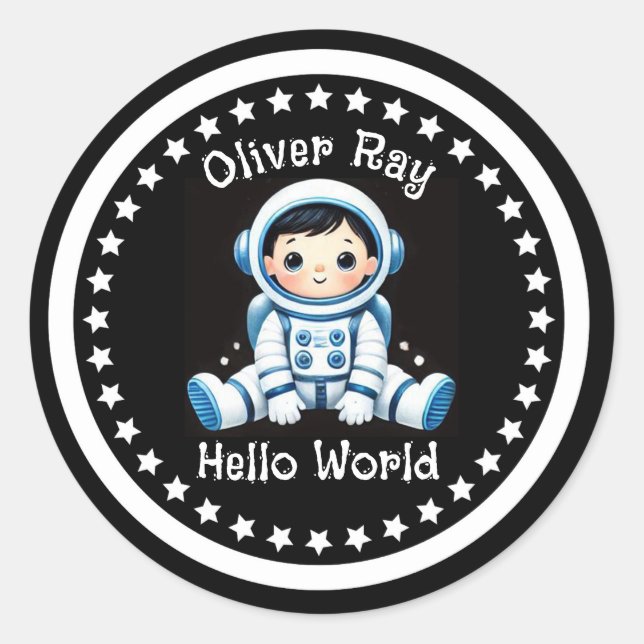 Hello world Astronaut Custom Classic Round Sticker (Front)