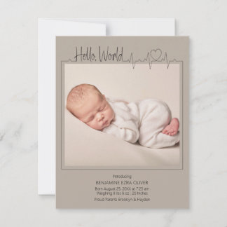 Hello, World Baby Announcement Card