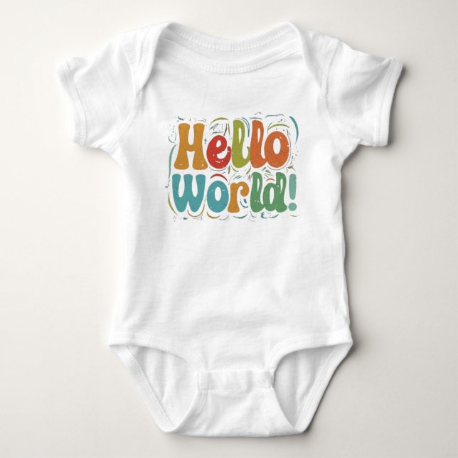 Hello World" Baby Bodysuit - A Sweet Introduction  (Front)