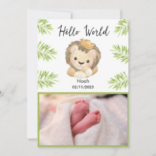 hello world baby lion king safari animals announcement