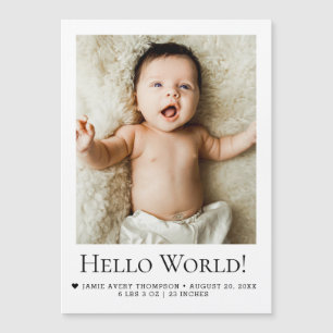 Hello world  Baby Photo Birth announcement