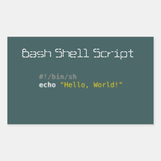 Hello World Bash Shell Script Rectangular Sticker